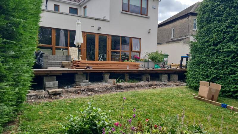 Deck framework going in on piers before the boards were laid